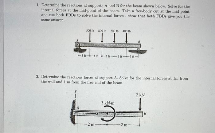 Solved 1. Determine the reactions at supports A and B for | Chegg.com