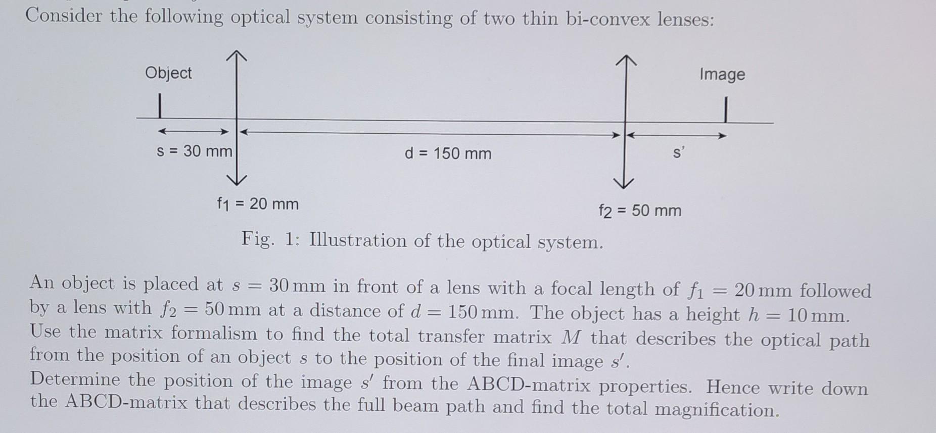 Solved Consider the following optical system consisting of | Chegg.com