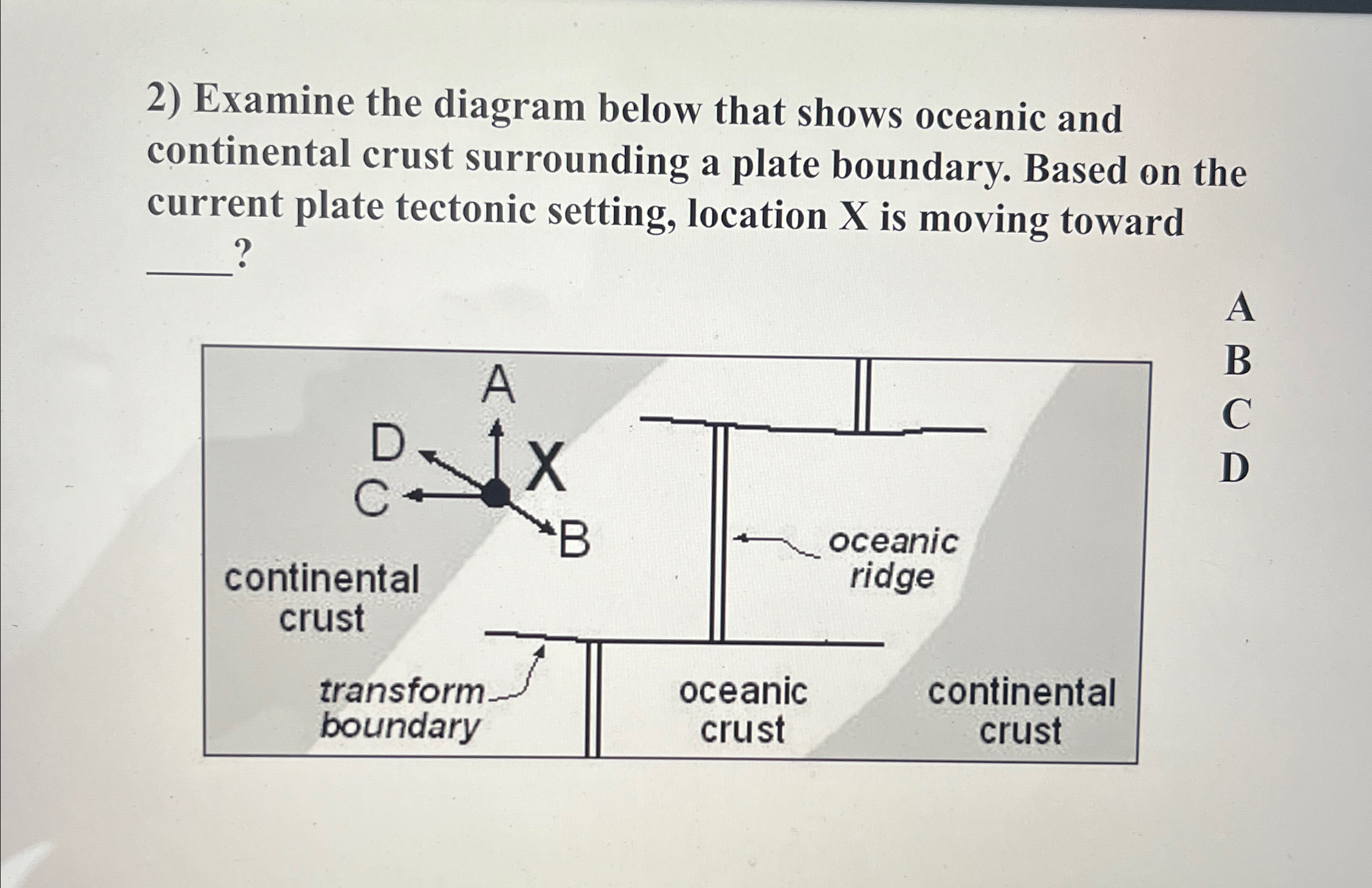 Solved Examine the diagram below that shows oceanic and | Chegg.com