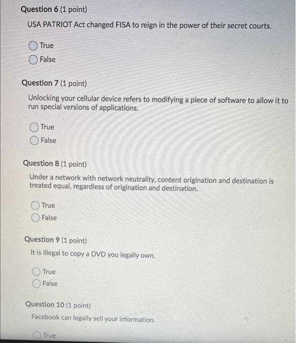 Solved Question 1 (1 point) The fifth amendment protects | Chegg.com