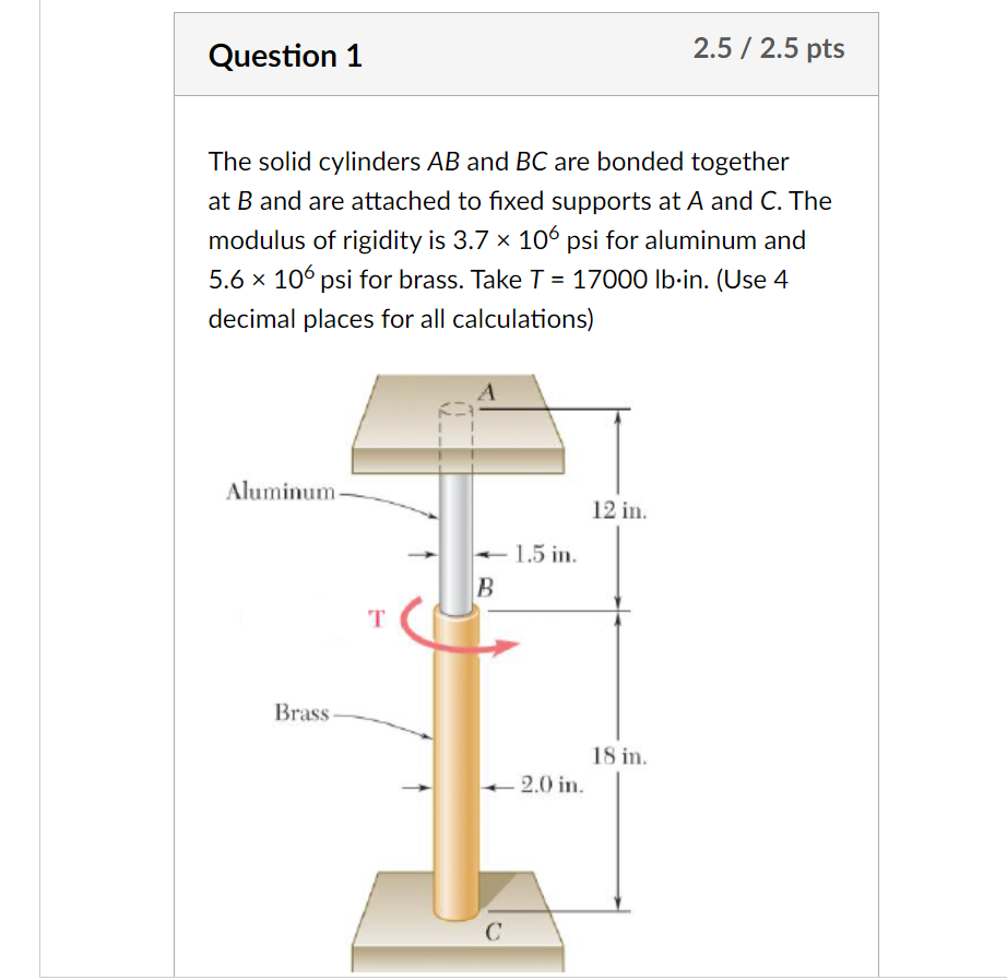 Solved The Solid Cylinders AB And BC Are Bonded Together At | Chegg.com