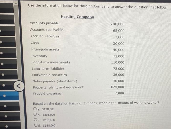 Solved Use the information below for Harding Company to | Chegg.com