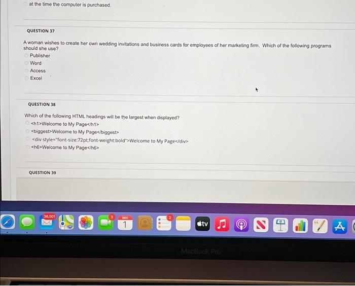 Solved at the time the computer is purchased QUESTION 37 A | Chegg.com