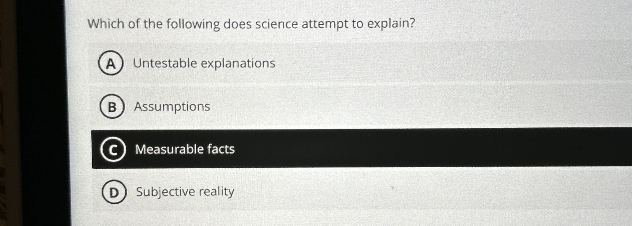 Solved Which of the following does science attempt to | Chegg.com