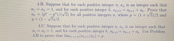 Solved 4.B. Suppose that for each positive integer n, a, is | Chegg.com