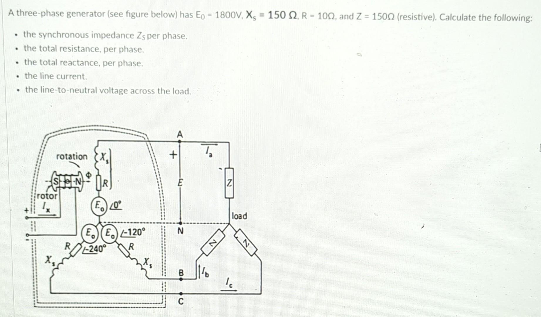 Solved A Three Phase Generator See Figure Below Has 2907