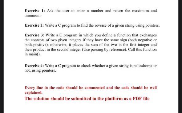 Solved Exercise 1: Ask the user to enter n number and return | Chegg.com