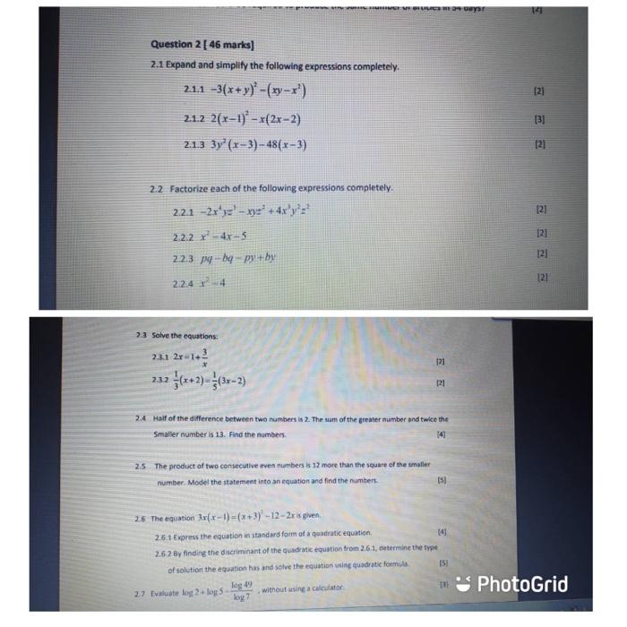 Solved Haus 14 Question 2 46 Marks 2 1 Expand And Chegg Com