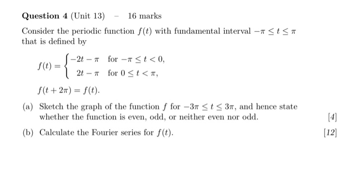 Solved Question 4 (Unit 13) - 16 marks Consider the periodic | Chegg.com