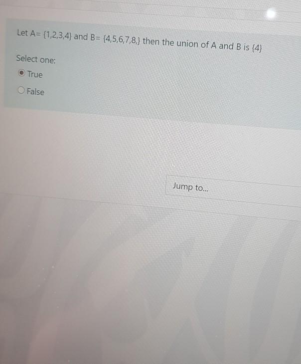 Solved Let A= {1,2,3,4} And B = {4,5,6,7,8,} Then The Union | Chegg.com