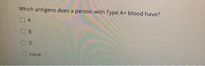 Solved Which antigens does a person with Type A+ blood have? | Chegg.com