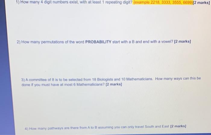 how many combinations of a 4 digit code without repeating