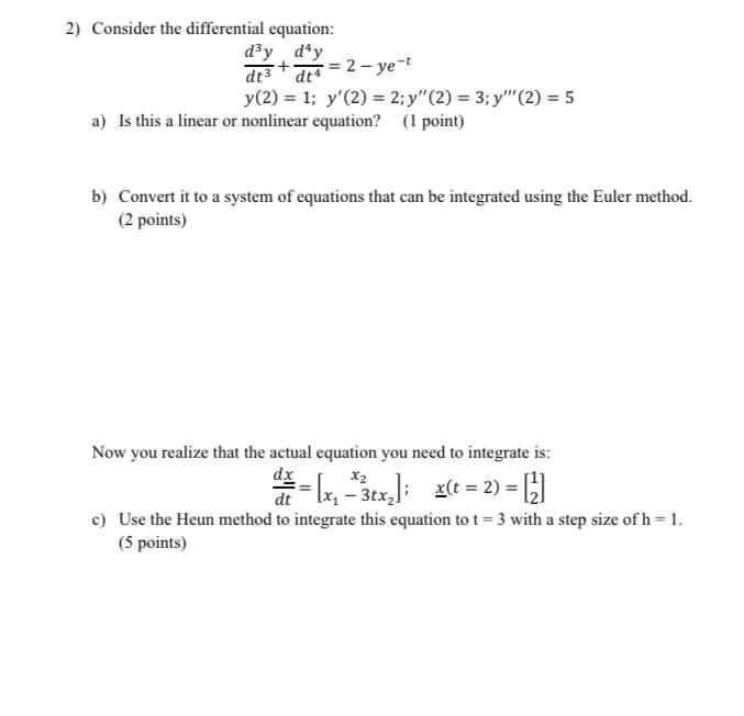 2 Consider The Differential Equation Diy D Y Dt Chegg Com