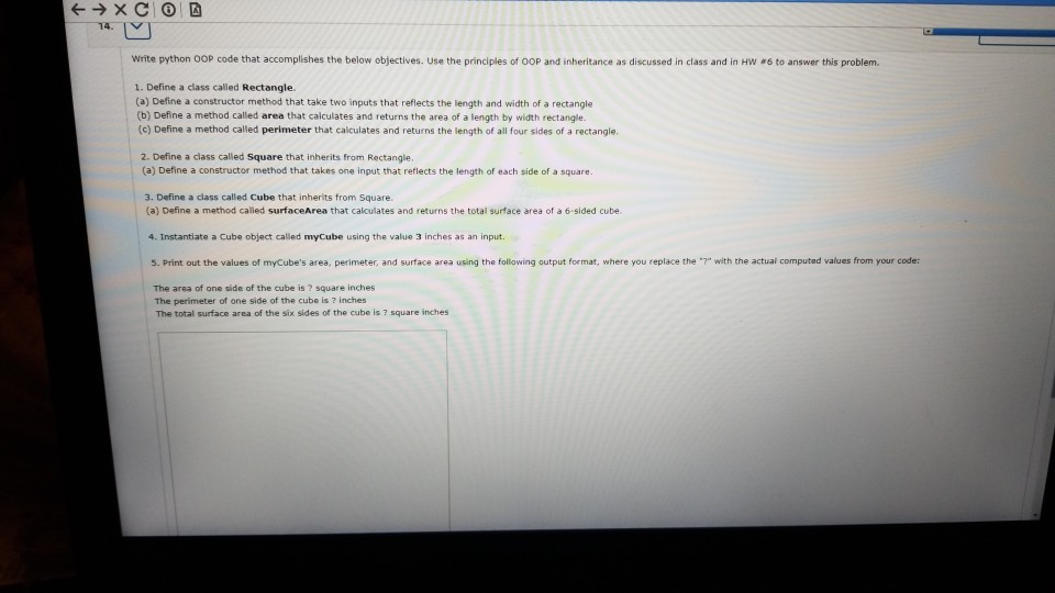Solved Write a python OOP code that accomolishes the | Chegg.com