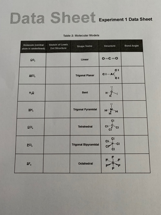 experiment 1 data sheet