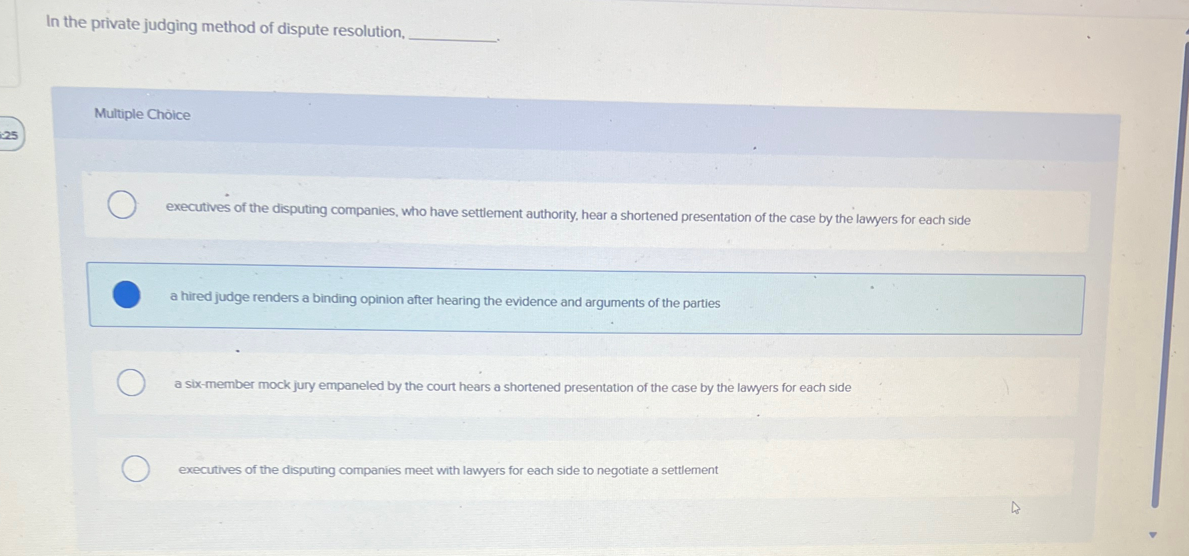 Solved In the private judging method of dispute | Chegg.com