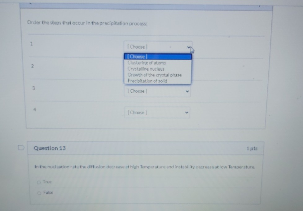 Solved Order the steps that occur in the precipitation | Chegg.com