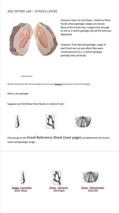 Solved AGE DATING LAB - 10 ROCK LAYERS Assume a layer of | Chegg.com