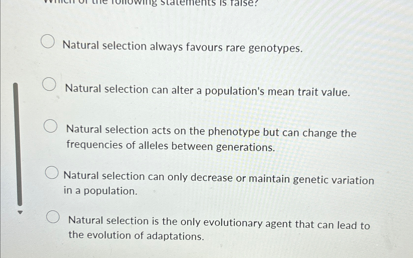 Solved Natural Selection Always Favours Rare | Chegg.com