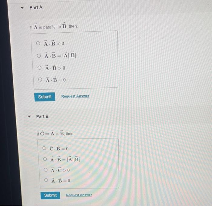 Solved If A Is Parallel To B, Then: | Chegg.com