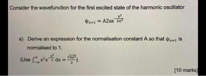 Solved Consider the wavefunction for the first excited state | Chegg.com