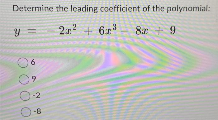 Solved Determine the leading coefficient of the polynomial: | Chegg.com