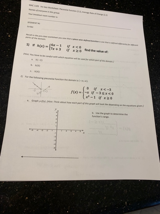 Solved MAC 1105 Inc-lass Worksheet: Perwise function (22. | Chegg.com