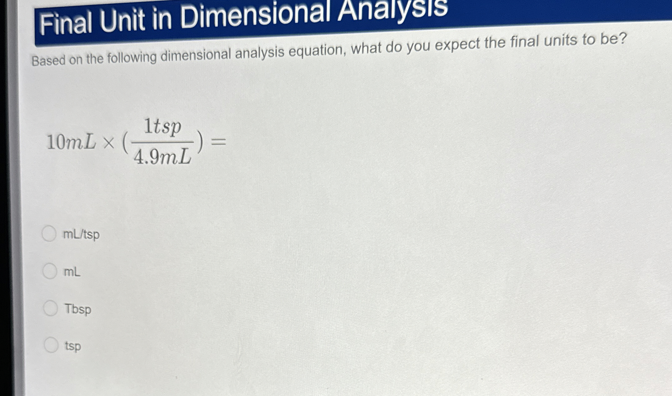 Solved Final Unit in Dimensional AnalysISBased on the | Chegg.com
