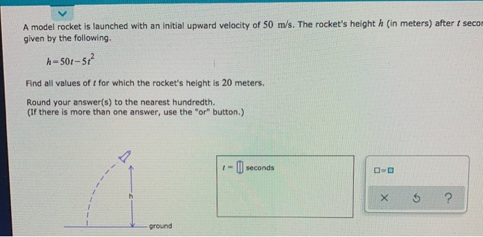Solved A model rocket is launched with an initial upward | Chegg.com
