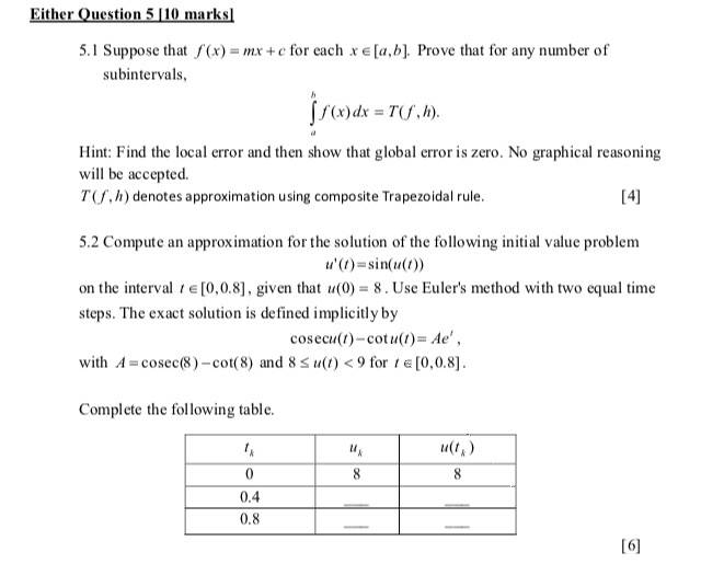 Either Question 5 10 Marks 5 1 Suppose That X Chegg Com