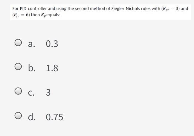 Solved For PID-controller and using the second method of | Chegg.com