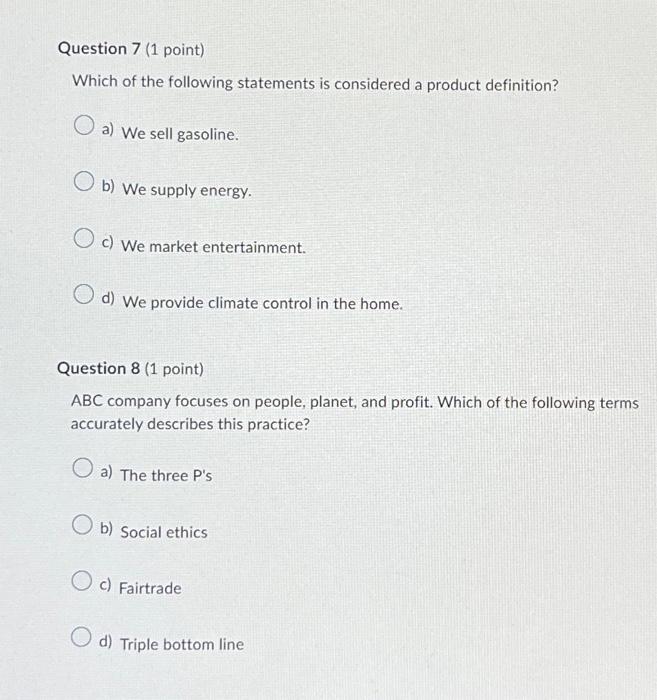 Solved Question 7 (1 point) Which of the following | Chegg.com