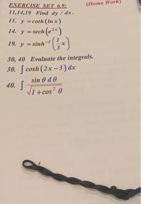 \( 11,14,19 \) Find \( d y / d x \). 11. \( y=\operatorname{coth}(\ln x) \) 14. \( y=\operatorname{sech}\left(e^{2 x}\right)