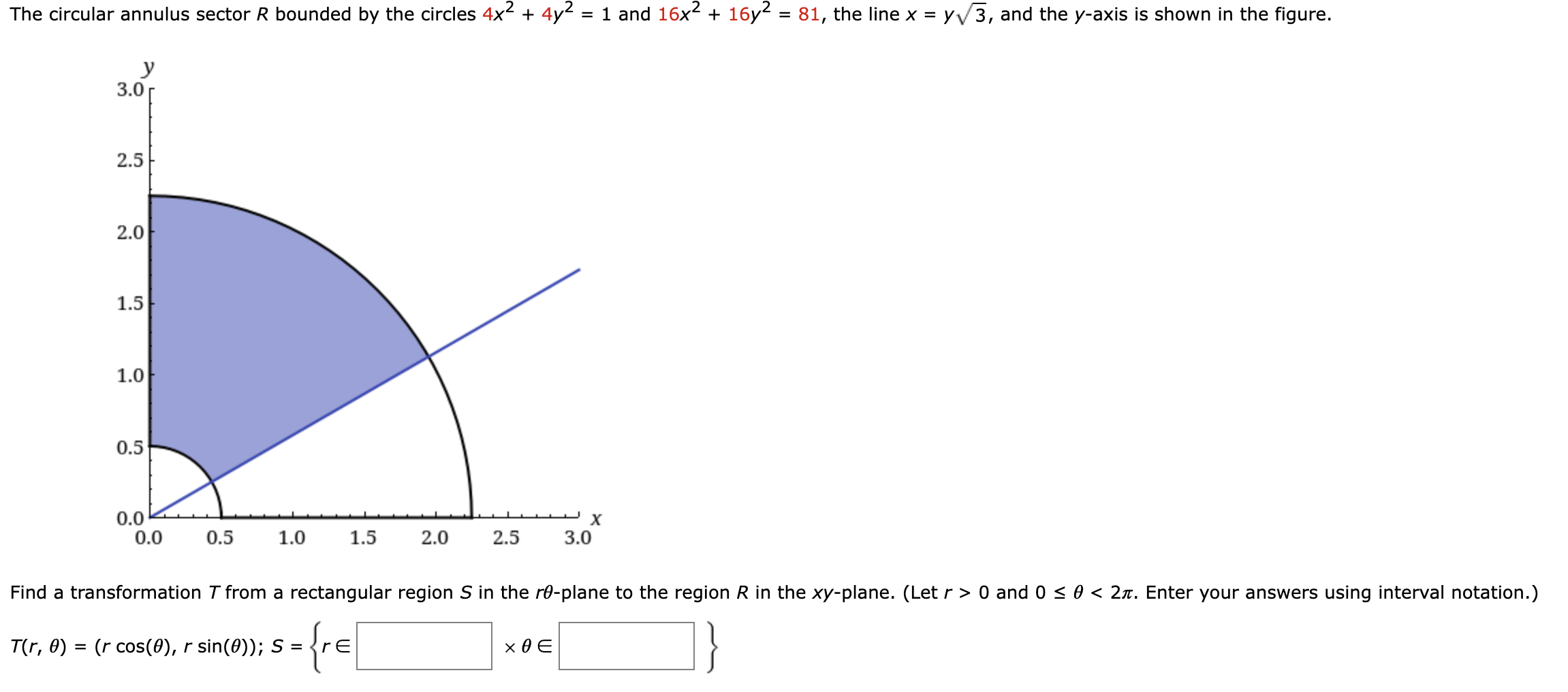 Solved The circular annulus sector R ﻿bounded by the circles | Chegg.com