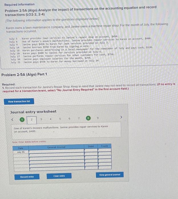 Solved Required information Problem 2.5A (Algo) Analyze the | Chegg.com
