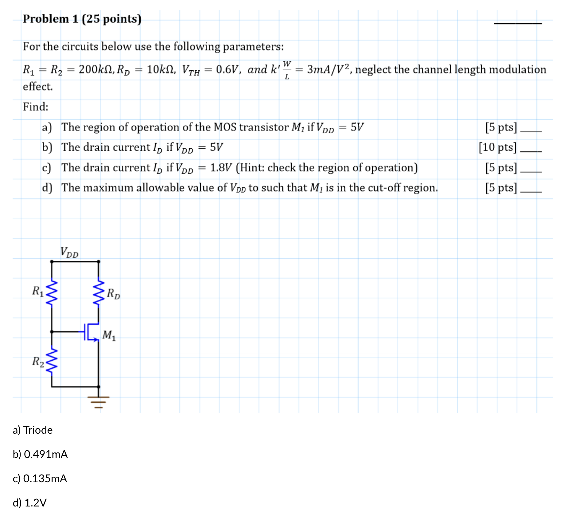 Solved Problem 1 (25 ﻿points)For the circuits below use the | Chegg.com