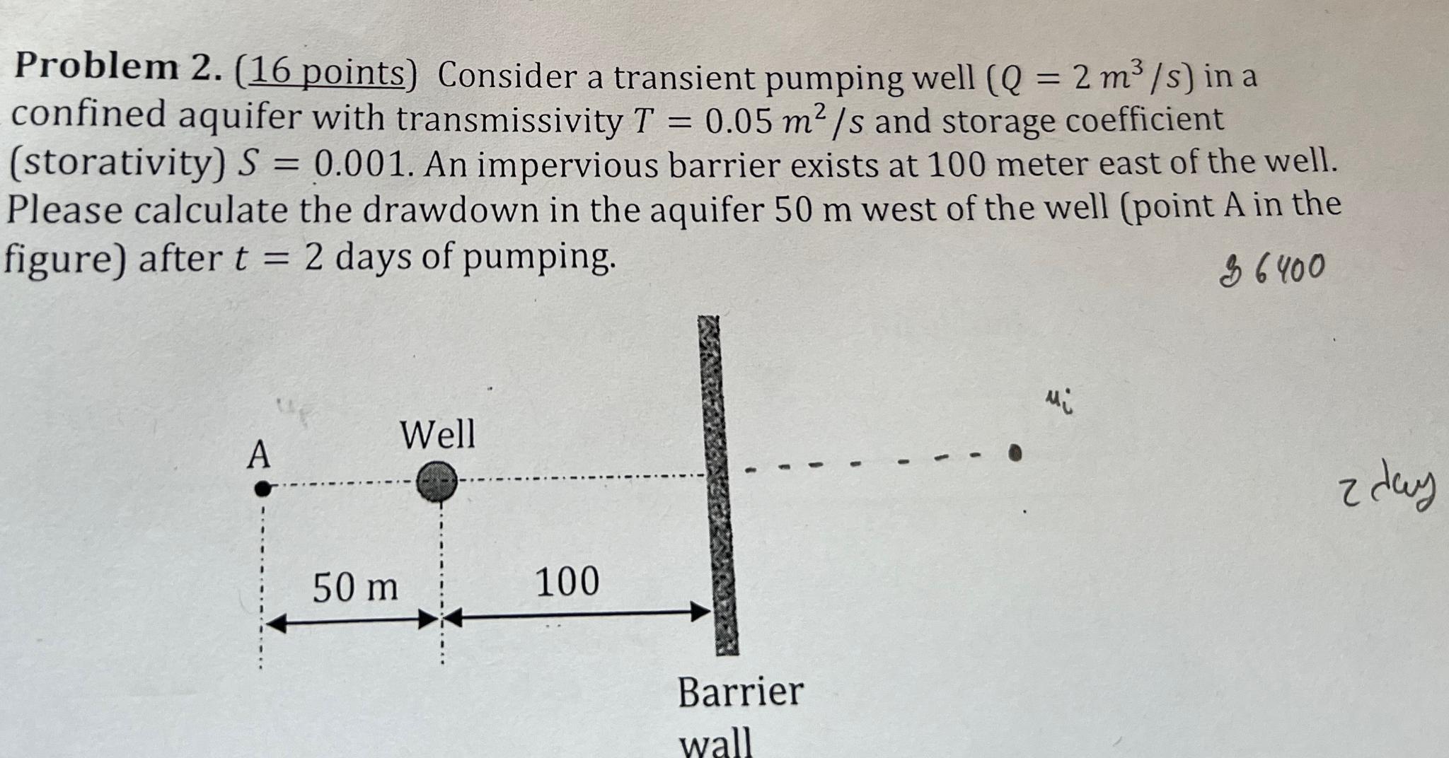 Solved Problem 2. (16 ﻿points) ﻿Consider A Transient Pumping | Chegg.com