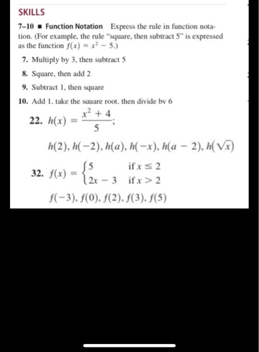 Solved Skills 7 10 Function Notation Express The Rule In Chegg Com