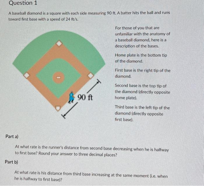 Solved A baseball diamond is a square with each side