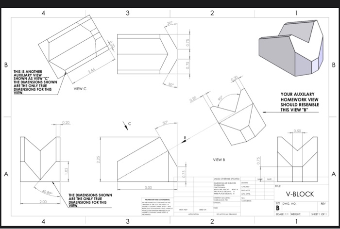 Solved 4 3 2 1 B B 245 THIS IS ANOTHER AUXILIARY VIEW SHOWN | Chegg.com