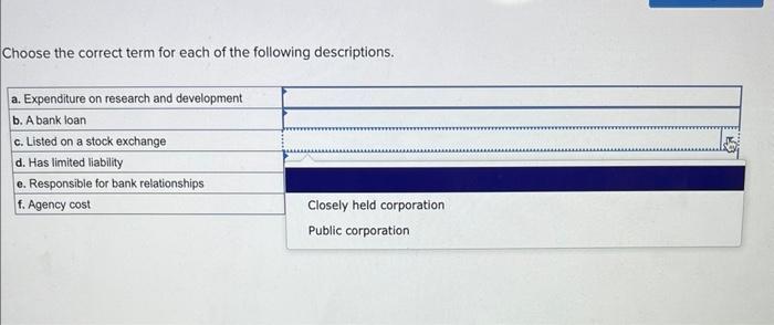 Solved Choose the correct term for each of the following | Chegg.com