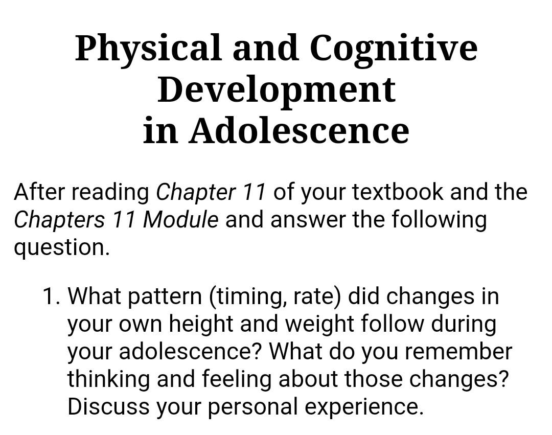 Intellectual development in discount adolescence