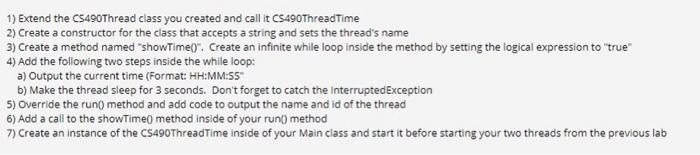 Solved For this assignment, you will use the custom Thread | Chegg.com