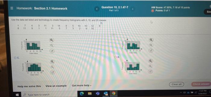 Solved Homework: Section 2.1 Homework Use the data set | Chegg.com