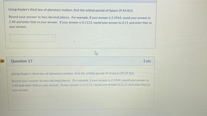 Solved Using Kepler's third law of planetary motion, find | Chegg.com