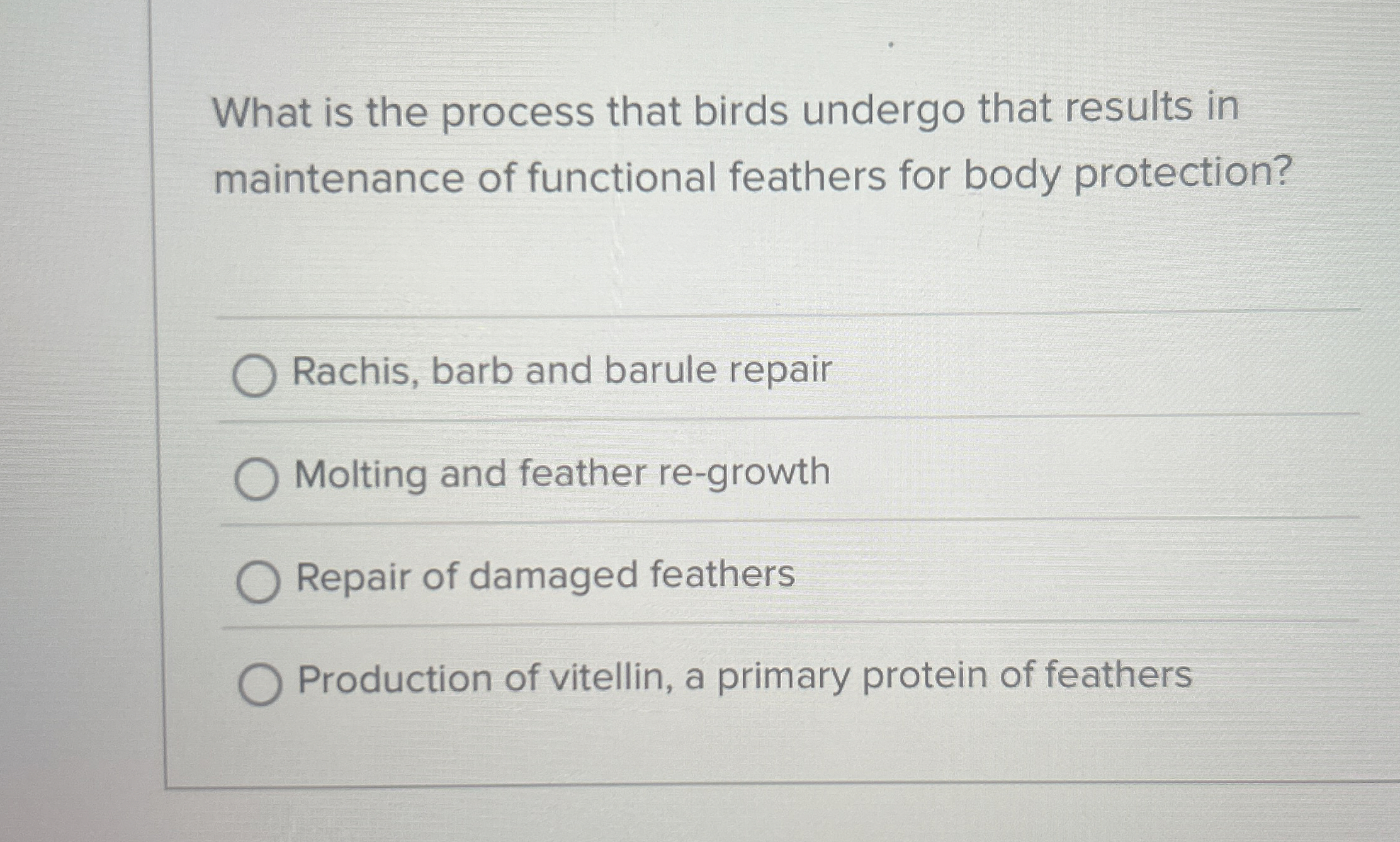 Solved What is the process that birds undergo that results | Chegg.com