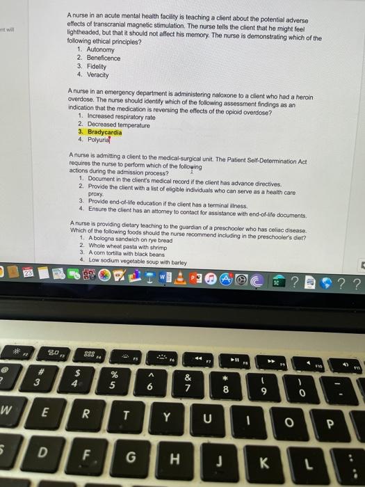 will A nurse in an acute mental health facility is teaching a client about the potential adverse effects of transcranial magn