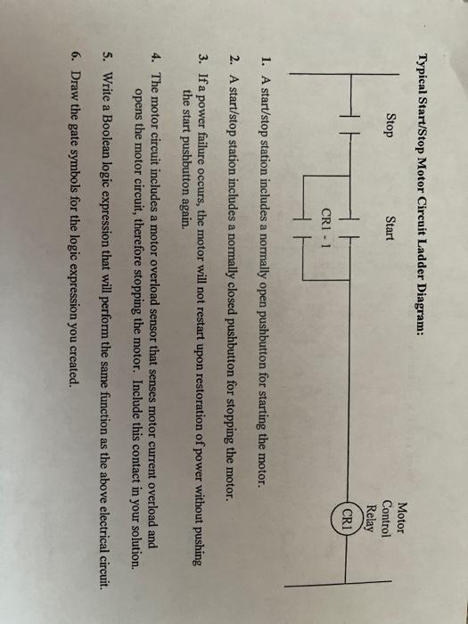 Solved Typical Start/Stop Motor Circuit Ladder Diagram: Stop | Chegg.com