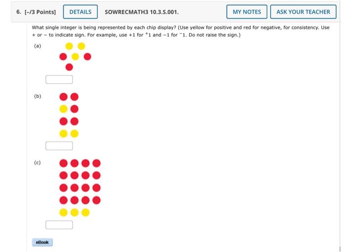 Solved 6. [-/3 Points] DETAILS SOWRECMATH3 10.3.5.001. MY | Chegg.com