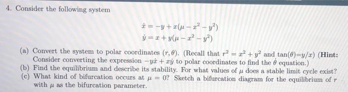 Solved 4. Consider the following system | Chegg.com